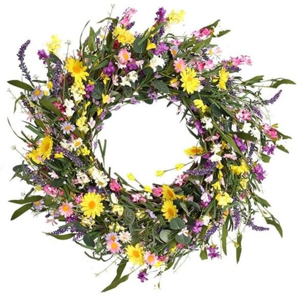 Spring Wreath 24 Inch Summer Wreaths for Front Door Artificial Flower - Picture 7 of 7
